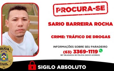 Polícia divulga cartaz de traficando procurado pela justiça