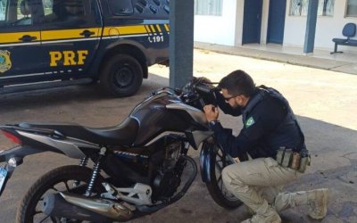 Moto roubada em São Paulo é recuperada pela PRF no Tocantins