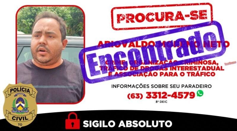 Foragido por tráfico e ligação com o PCC é capturado no Tocantins