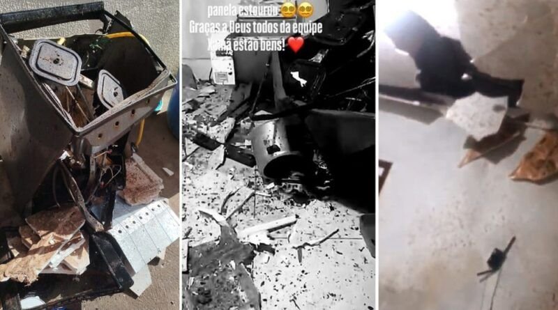 Vídeo mostra cozinha de pizzaria destruída após explosão de panela de pressão