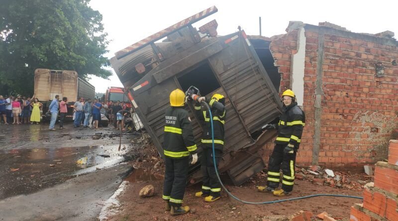 Caminhão gaiola carregado de bois capota em Aragominas; nove animais morreram