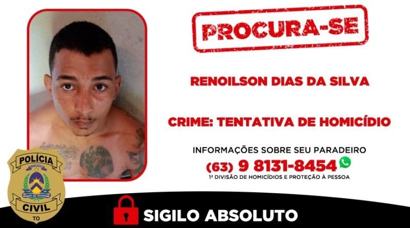 Membro de facção criminosa investigado por crime de tentativa de homicídio é procurado pela Polícia Civil